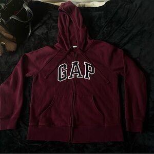 GAP Burgundy Knit Zip up Hoodie